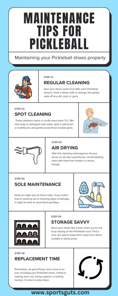 Maintenance tips of pickleball shoes - chart
